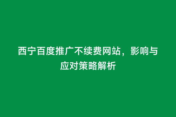 西宁百度推广不续费网站，影响与应对策略解析
