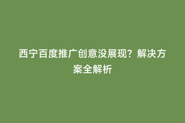 西宁百度推广创意没展现？解决方案全解析