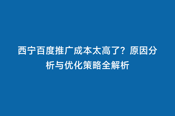 西宁百度推广成本太高了？原因分析与优化策略全解析
