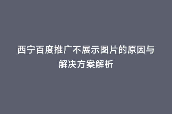 西宁百度推广不展示图片的原因与解决方案解析