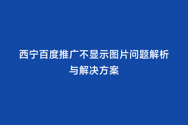 西宁百度推广不显示图片问题解析与解决方案