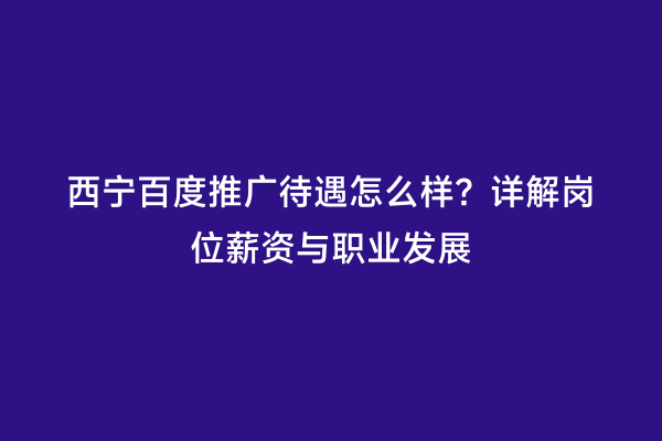 西宁百度推广待遇怎么样？详解岗位薪资与职业发展