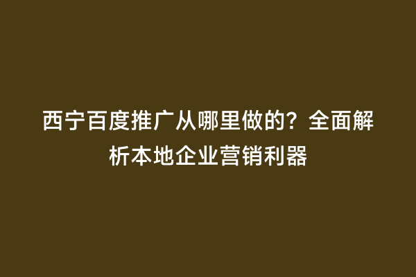 西宁百度推广从哪里做的？全面解析本地企业营销利器