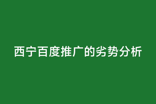 西宁百度推广的劣势分析