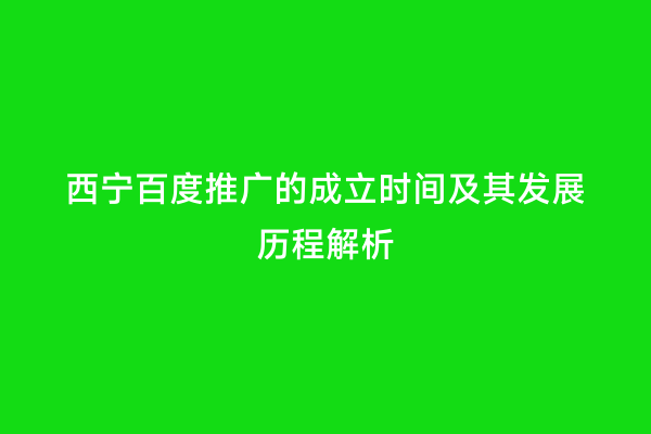 西宁百度推广的成立时间及其发展历程解析