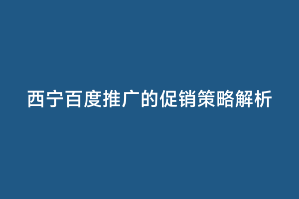西宁百度推广的促销策略解析