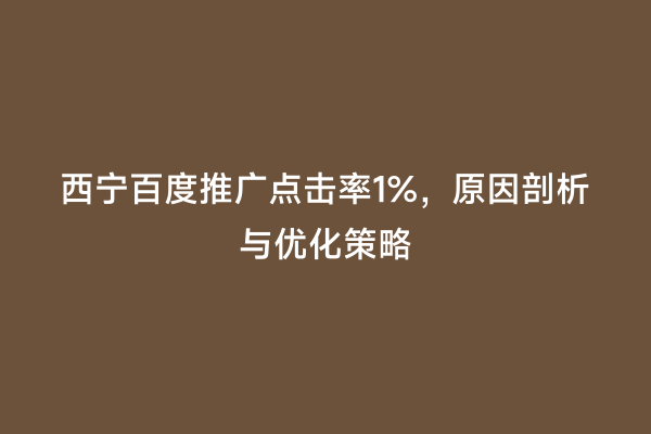 西宁百度推广点击率1%，原因剖析与优化策略