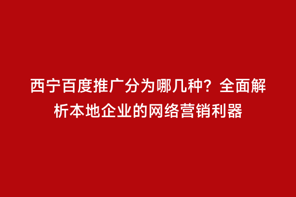 西宁百度推广分为哪几种？全面解析本地企业的网络营销利器