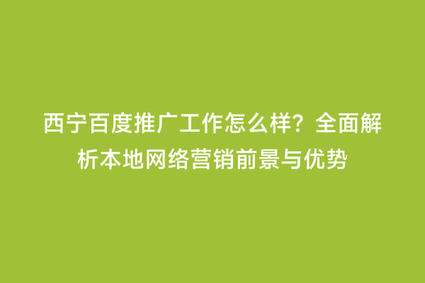 西宁百度推广工作怎么样？全面解析本地网络营销前景与优势