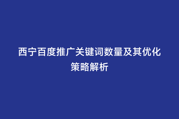 西宁百度推广关键词数量及其优化策略解析