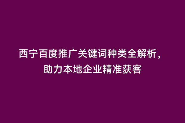 西宁百度推广关键词种类全解析，助力本地企业精准获客