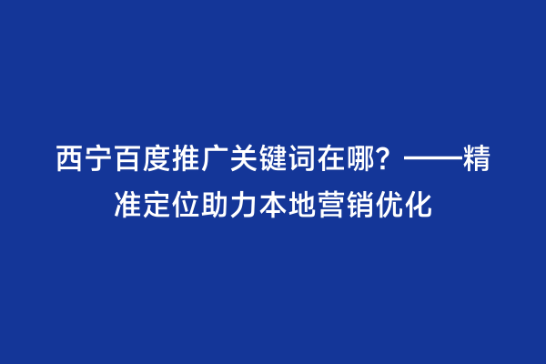 西宁百度推广关键词在哪？——精准定位助力本地营销优化